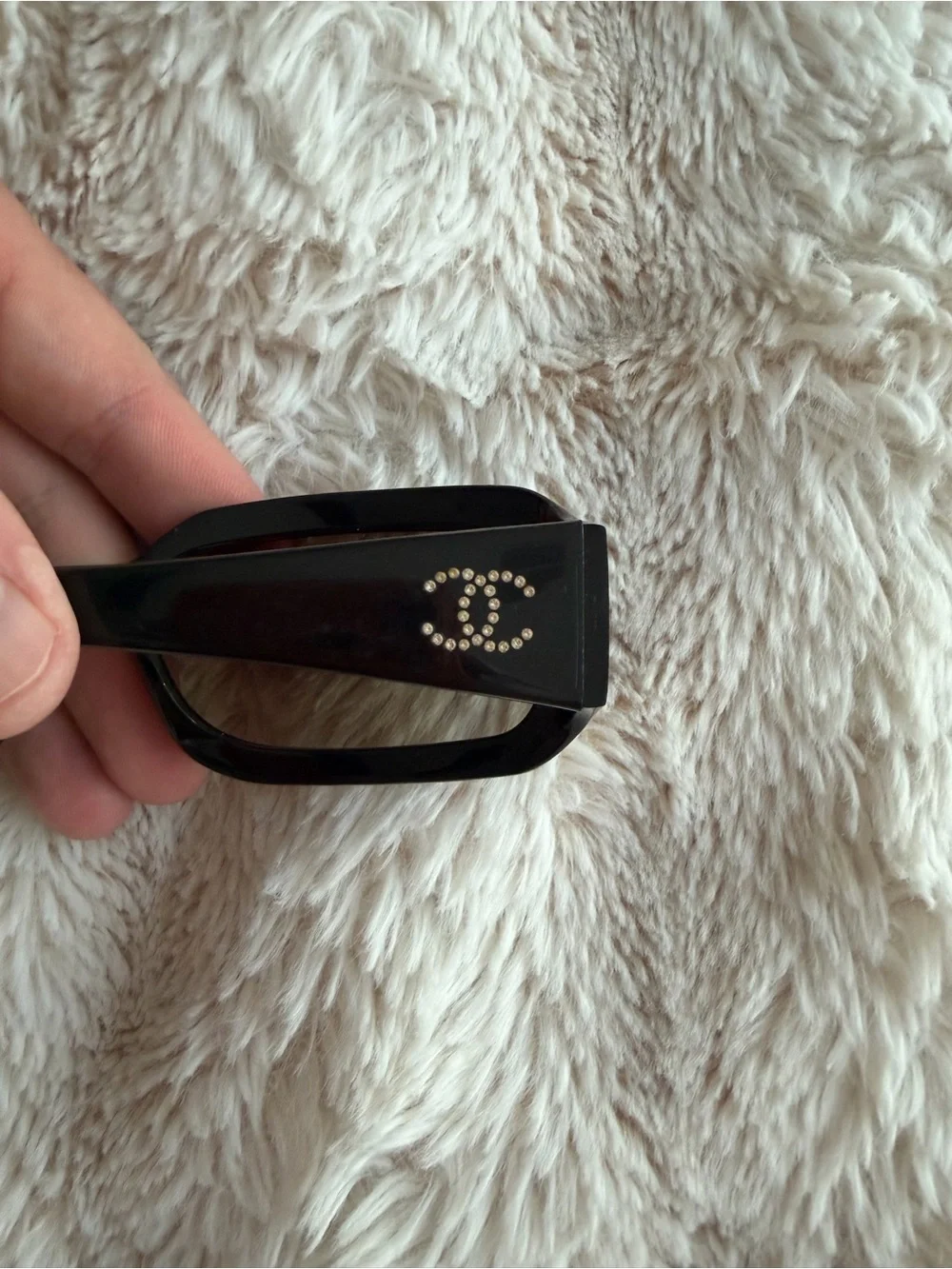 CHANEL Black Frame Sunglasses with Brown Gradient Lenses